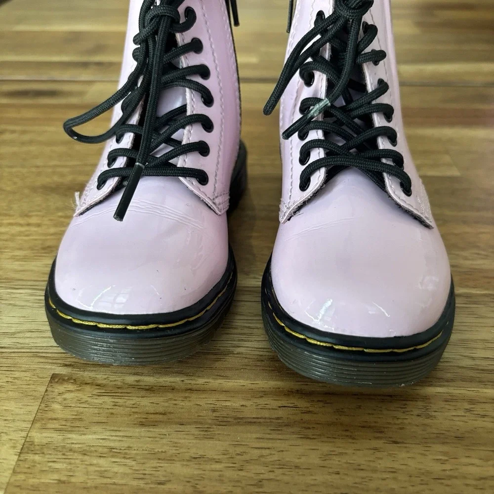 Dr. Martens 1460 Toddler Boots Pink Patent Leather Size 7 US Side Zip NO INSOLES